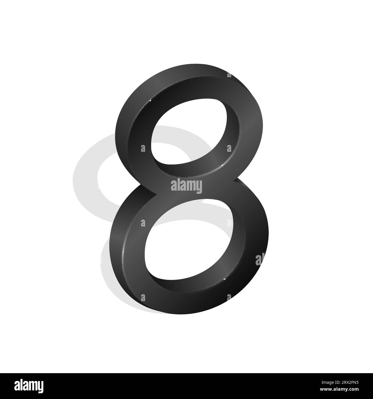 Number eight eighth isometric mathematical figure symbol font in 3d