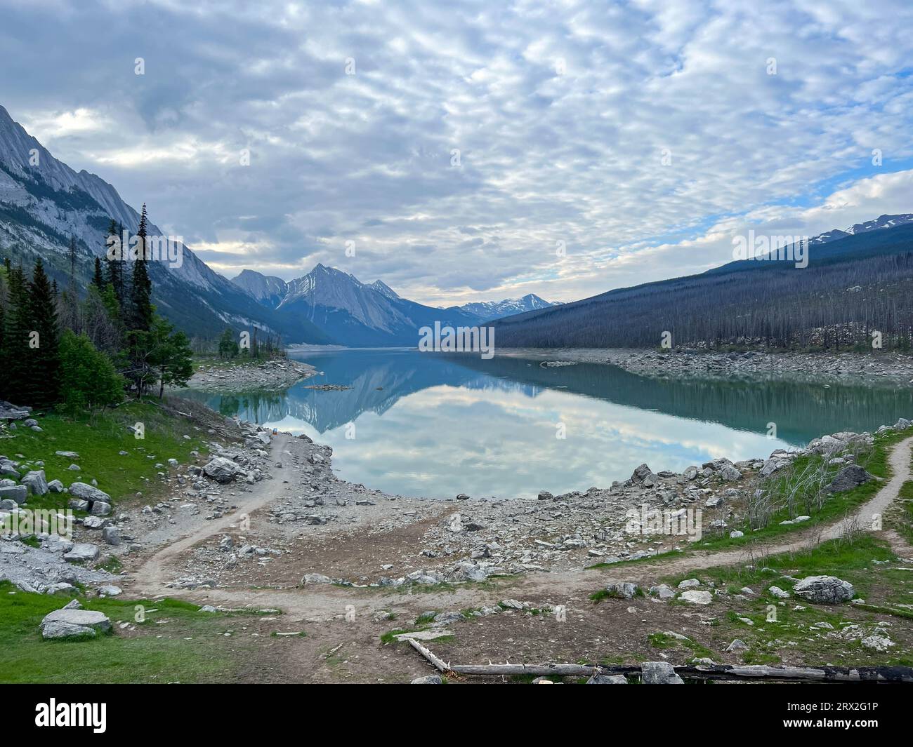 The beautiful Edith Lake along Maligne Road in Jasper National Park in