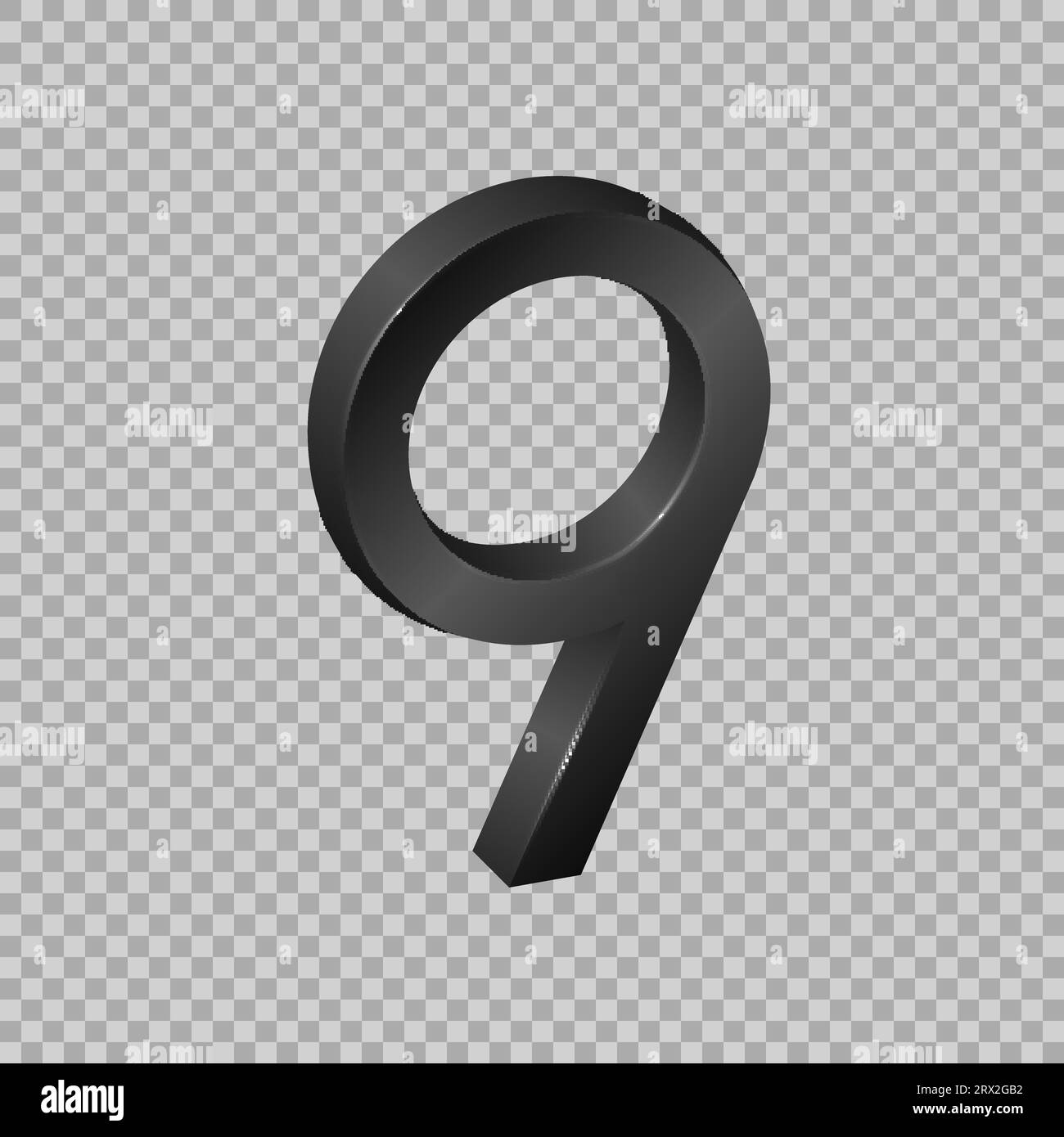 Number nine, ninth, isometric mathematical figure, symbol font in 3d on ...
