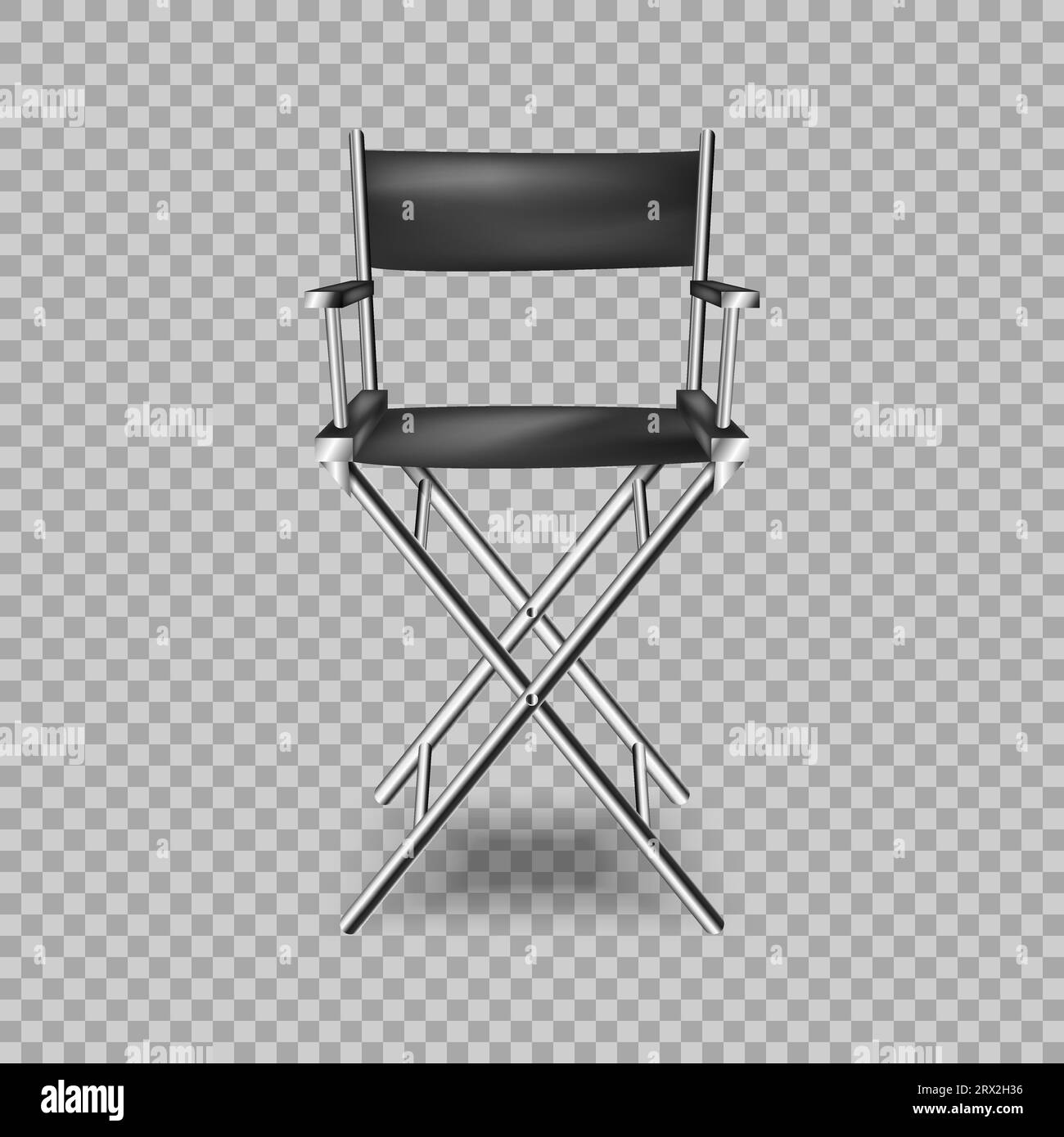 Seats for folding a metal construction for recreation, camping Vector Illustration isolated on transparent background. Interior furniture chair for fi Stock Vector