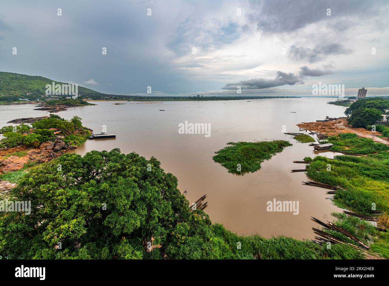 View over the Ubangi River, Bangui, Central African Republic, Africa Stock Photo