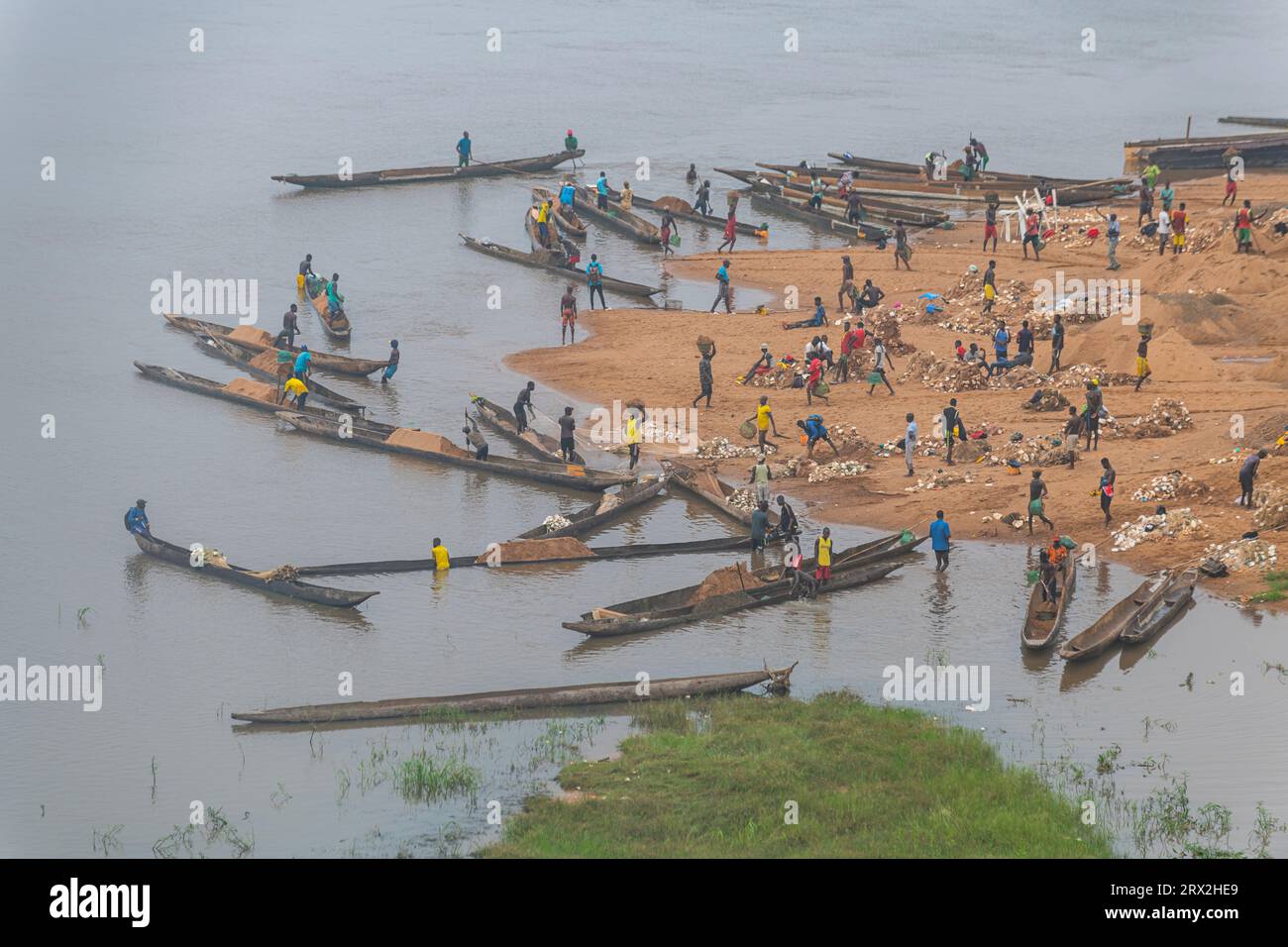 River life on the Ubangi River, Bangui, Central African Republic, Africa Stock Photo