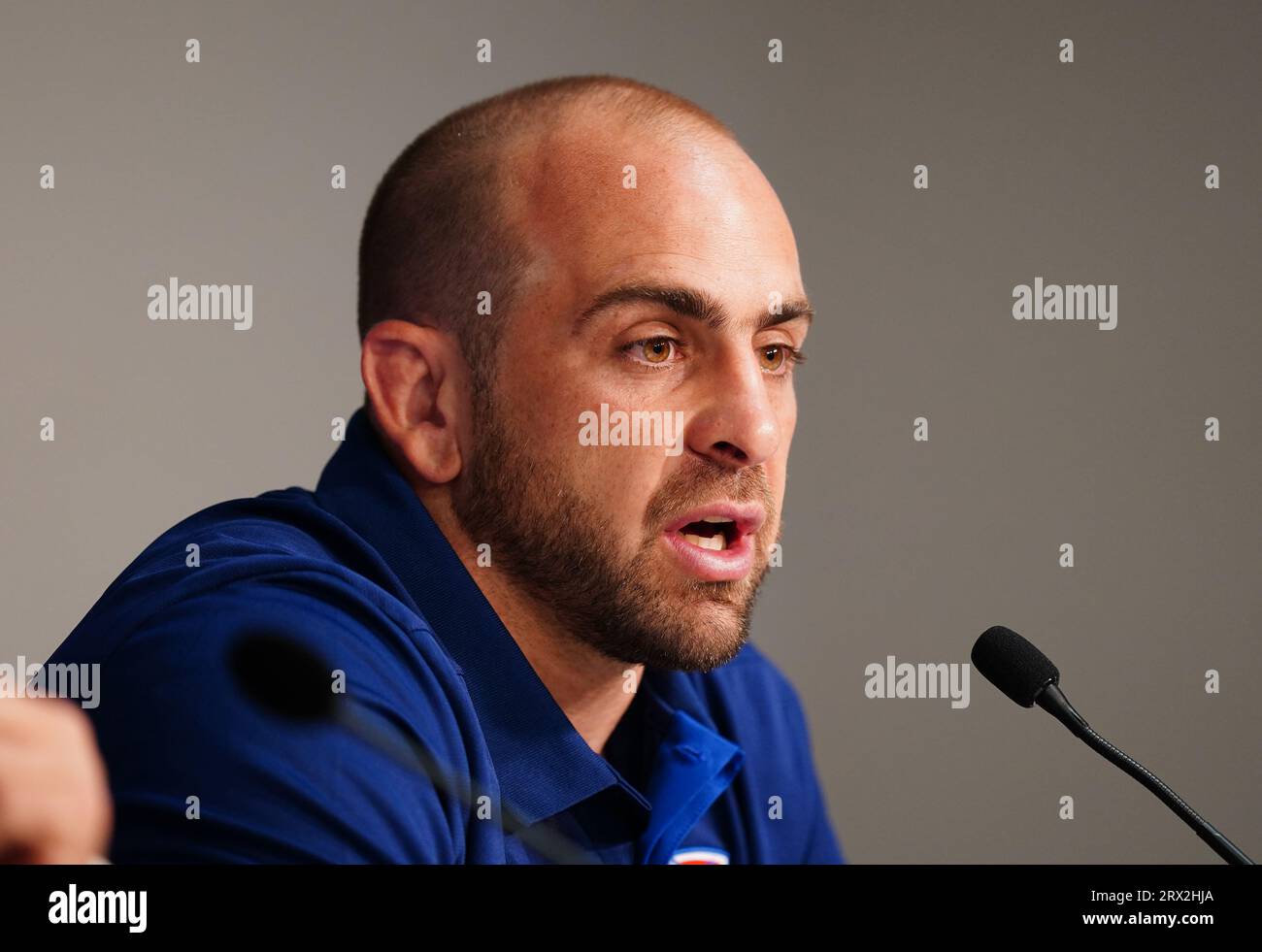 Chile's Ignacio Silva during a press conference at the Stade Pierre Mauroy, Villeneuve-d'Ascq. Picture date: Friday September 22, 2023. Stock Photo