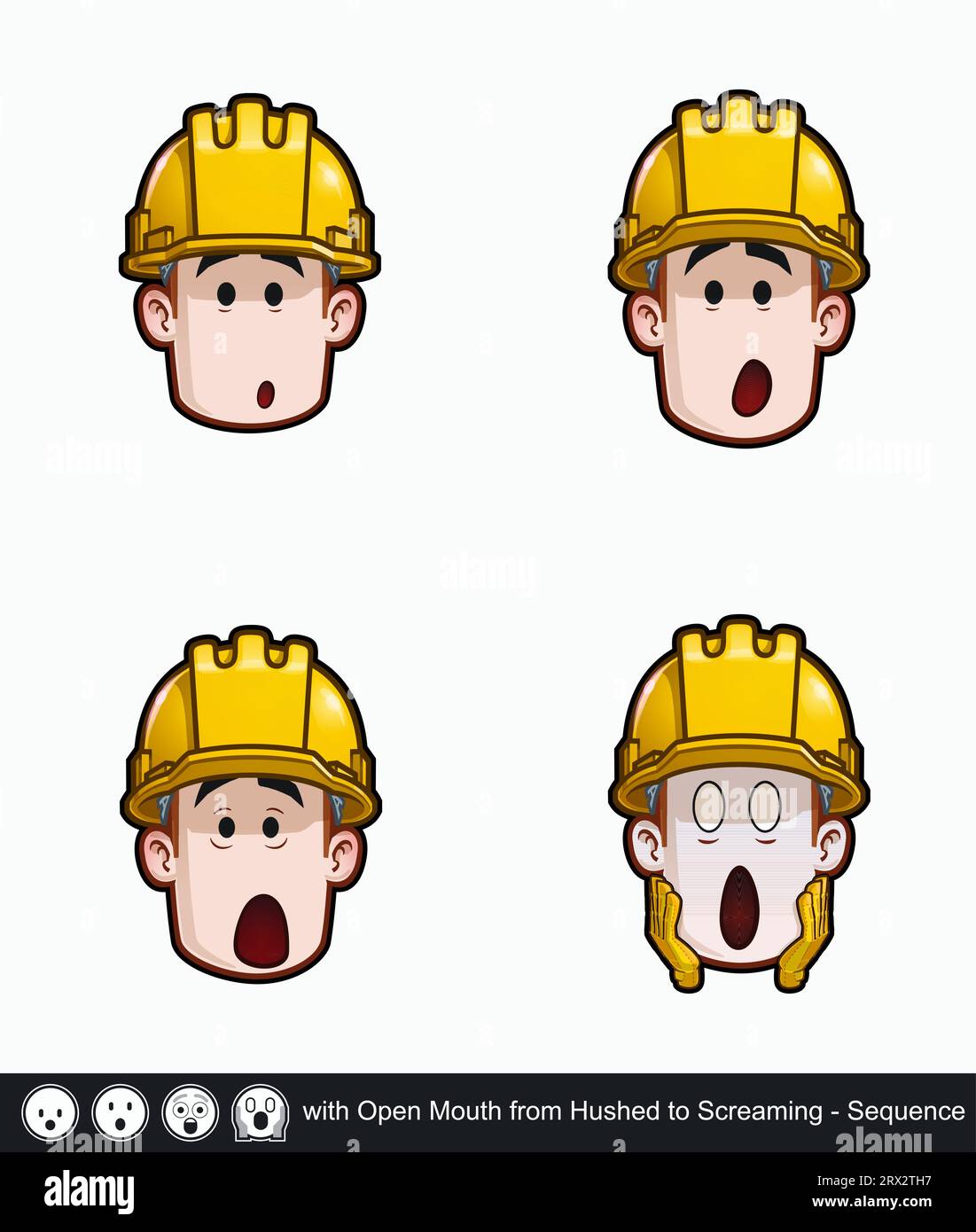 Icon set of a construction worker face with with Open Mouth from Hushed