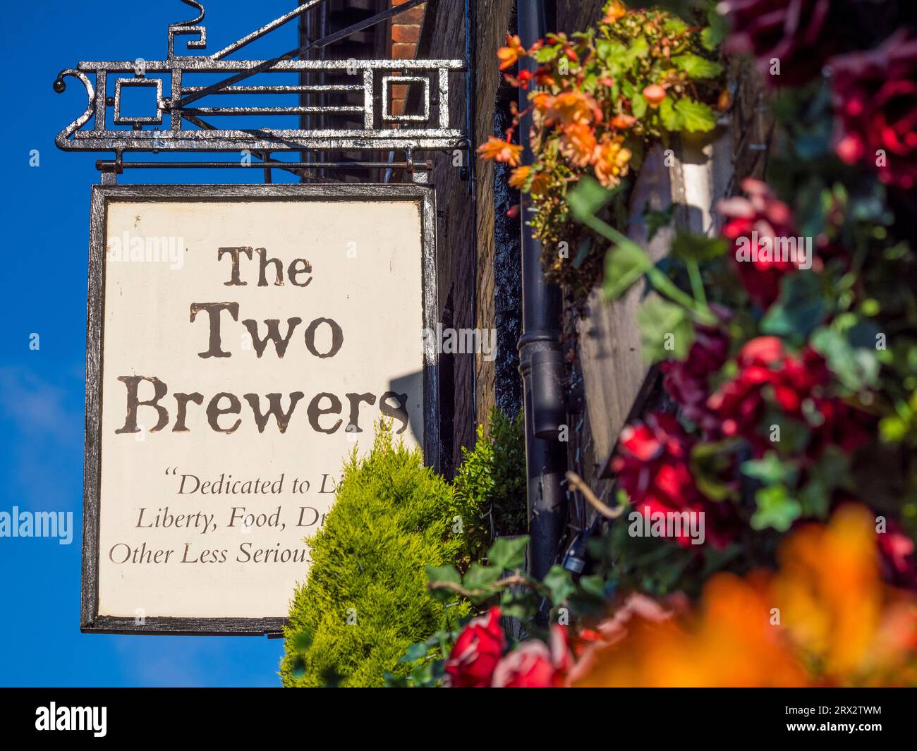 The Two Brewers, Pub Sign, Windsor, Berkshire, England, UK, GB. Stock Photo