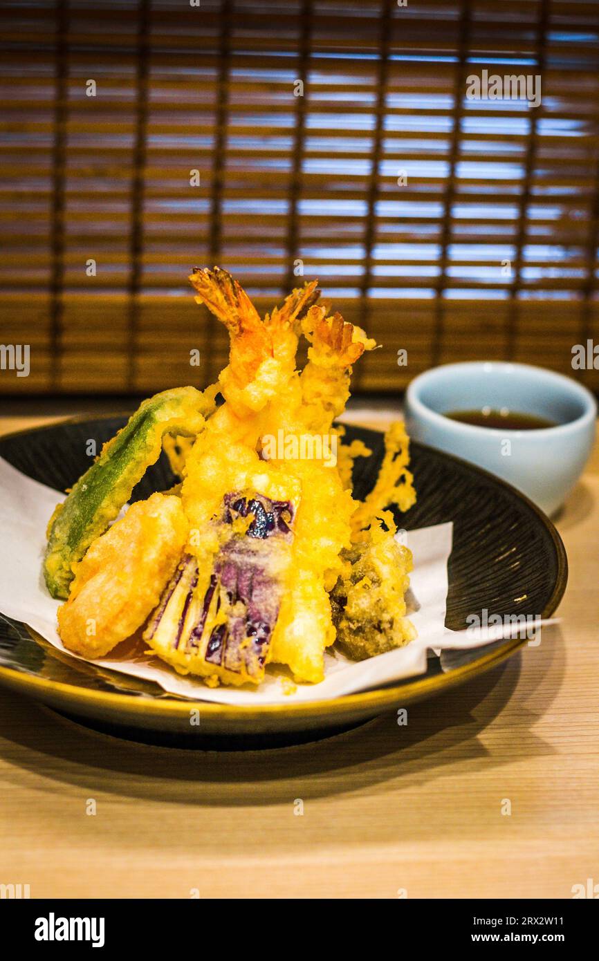 Tempura Mori prawn vegetables sweet potato, eggplant, capsicum, enoki