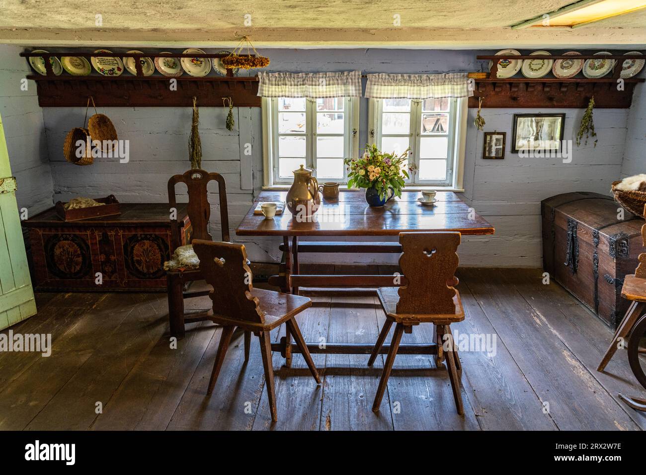 Interior of a farmhouse, Open Air Museum in Lehde, UNESCO Biosphere Reserve, Spree Forest, Brandenburg, Germany, Europe Stock Photo