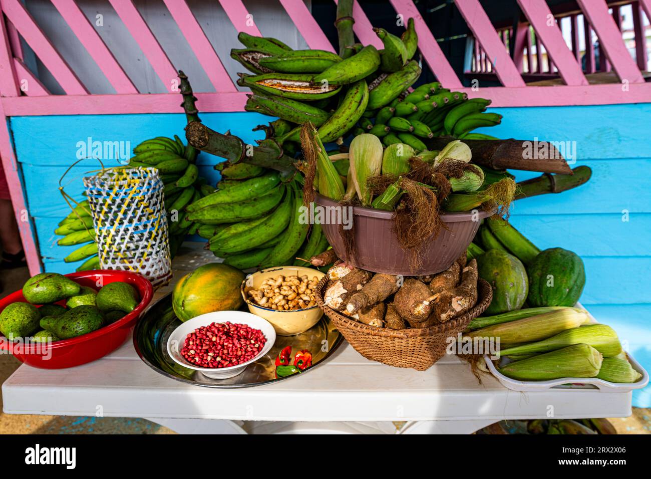 Fresh fruits, Ciudad de la Paz, Rio Muni, Equatorial Guinea, Africa Stock Photo