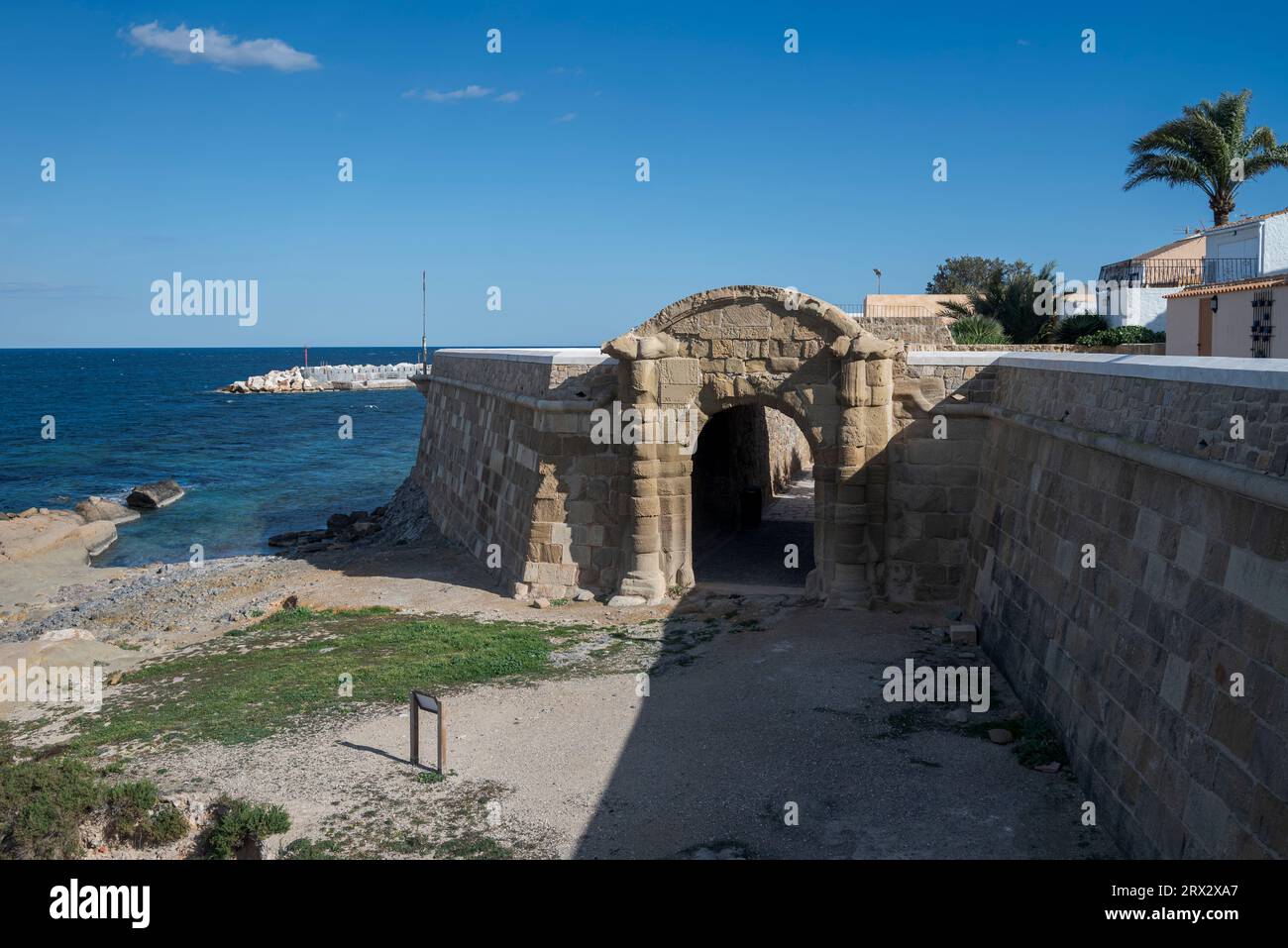 Gate of Tierra, in the old walls of Tabarca Island, in the municipality of Alicante, Spain Stock Photo