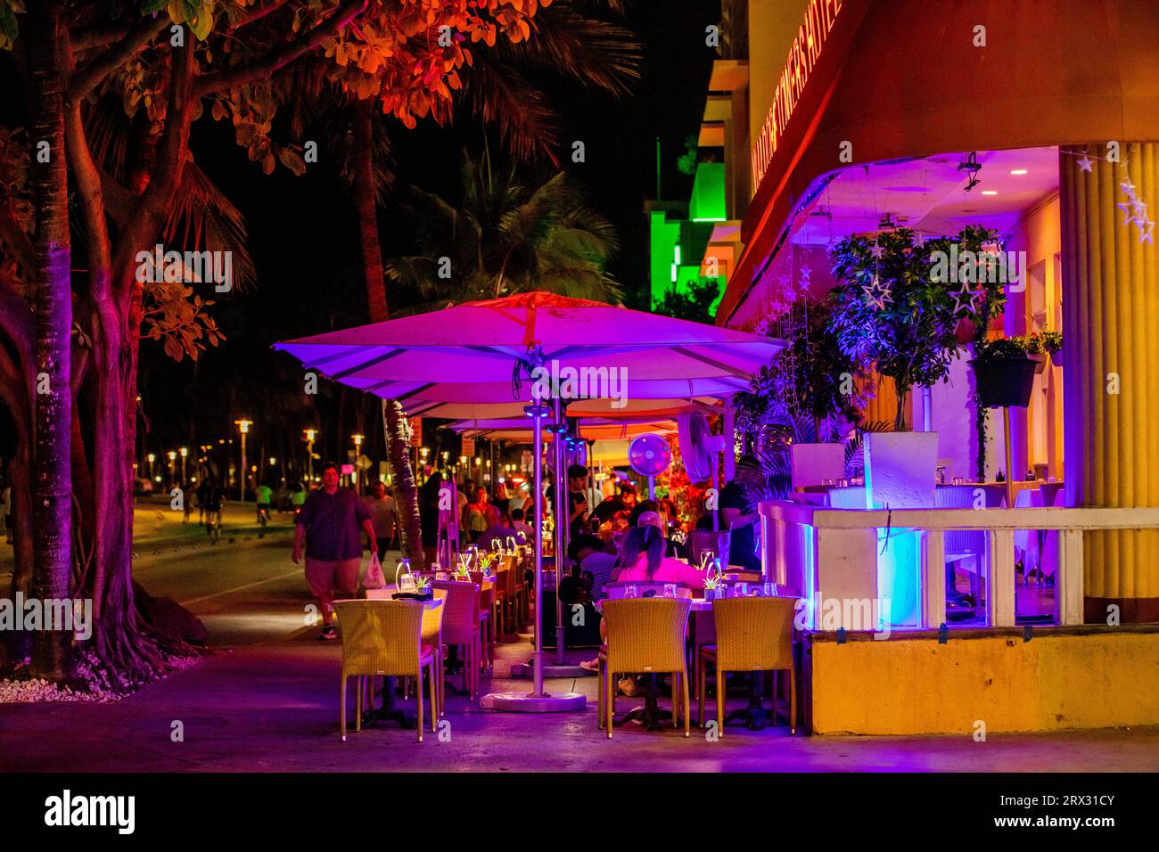 Miami nightlife on Ocean Drive, Miami, Florida, United States of America, North America Stock Photo