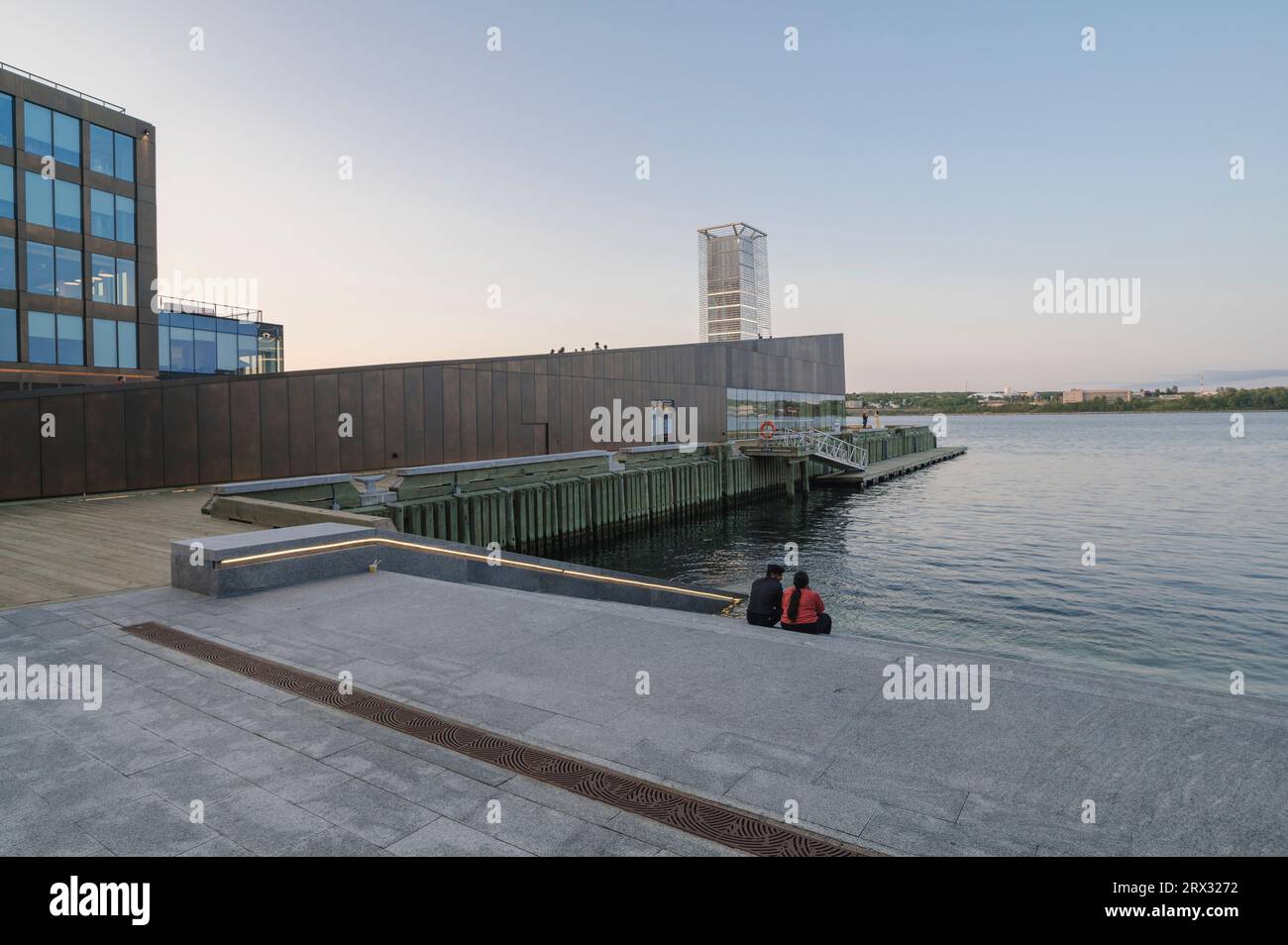 Tidal Beacon art installation, Queens Marque, Downtown Halifax Waterfront, Halifax, Nova Scotia, Canada, North America Stock Photo