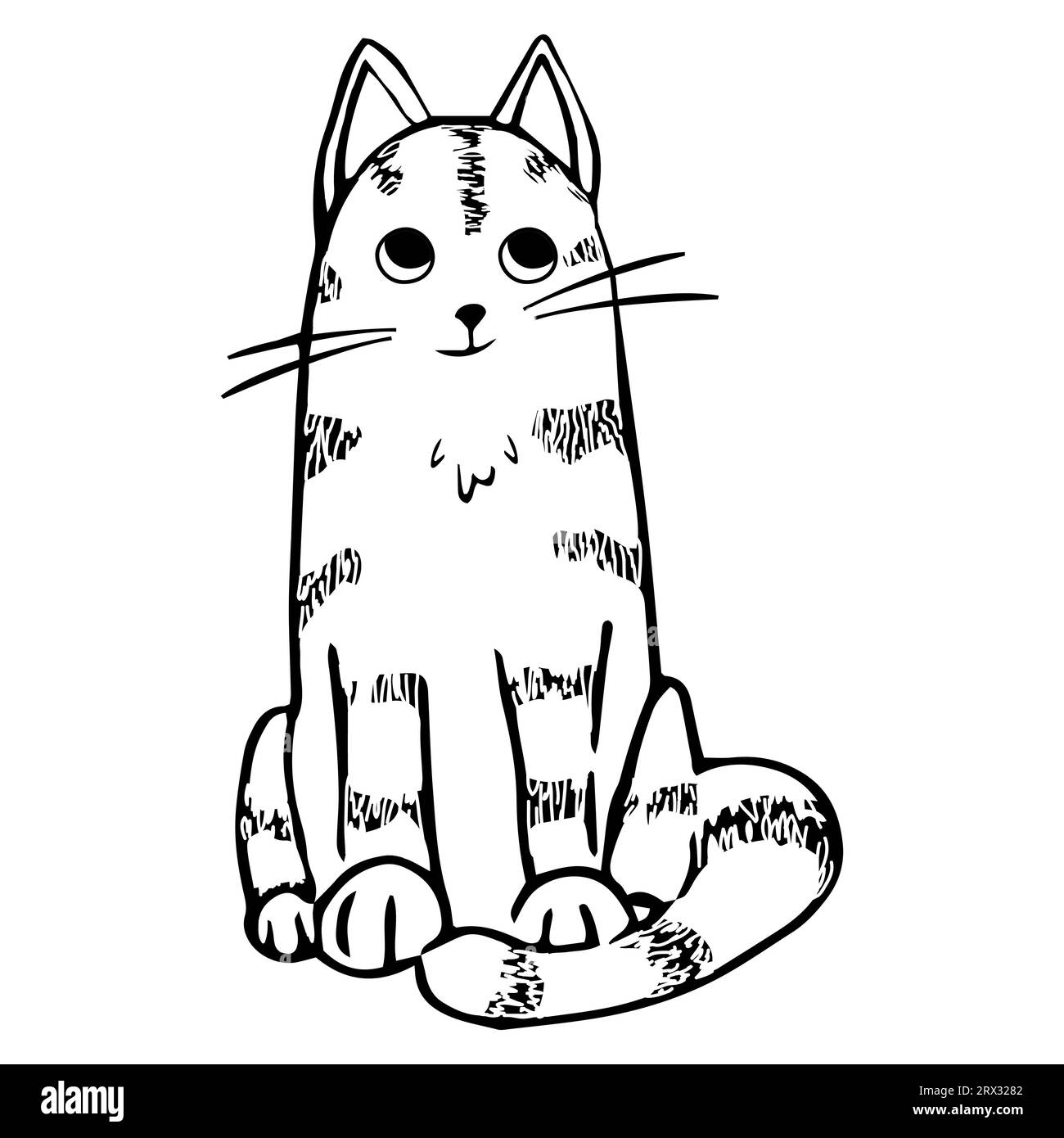 Cute cat, kitten in line doodle style emotional character isolated on ...