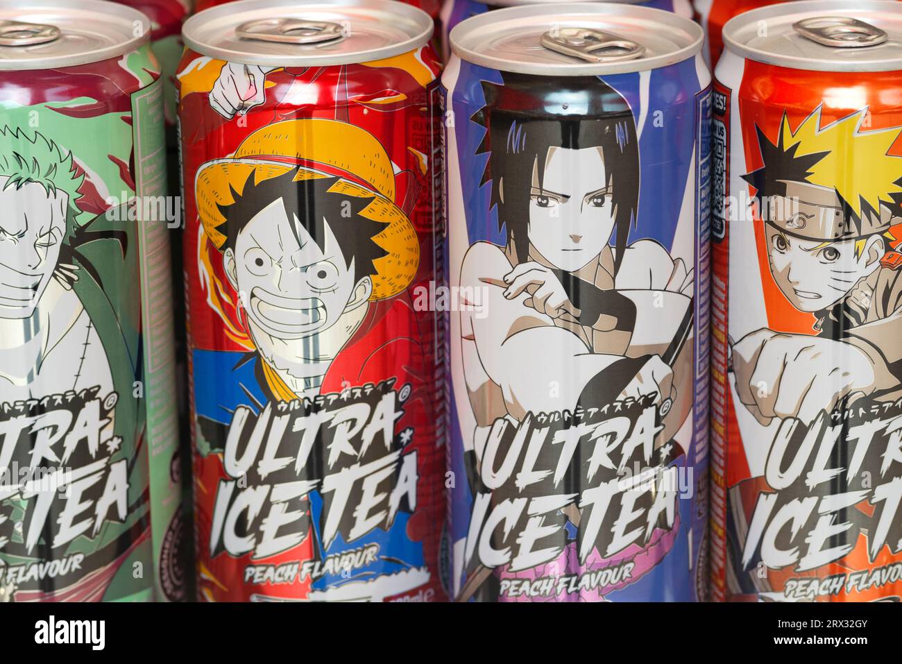 Aluminium Cans, Ultra Ice Tea Stock Photo