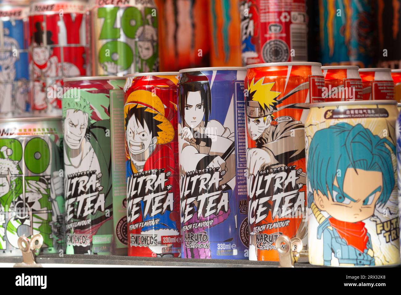 Aluminium Cans, Ultra Ice Tea Stock Photo