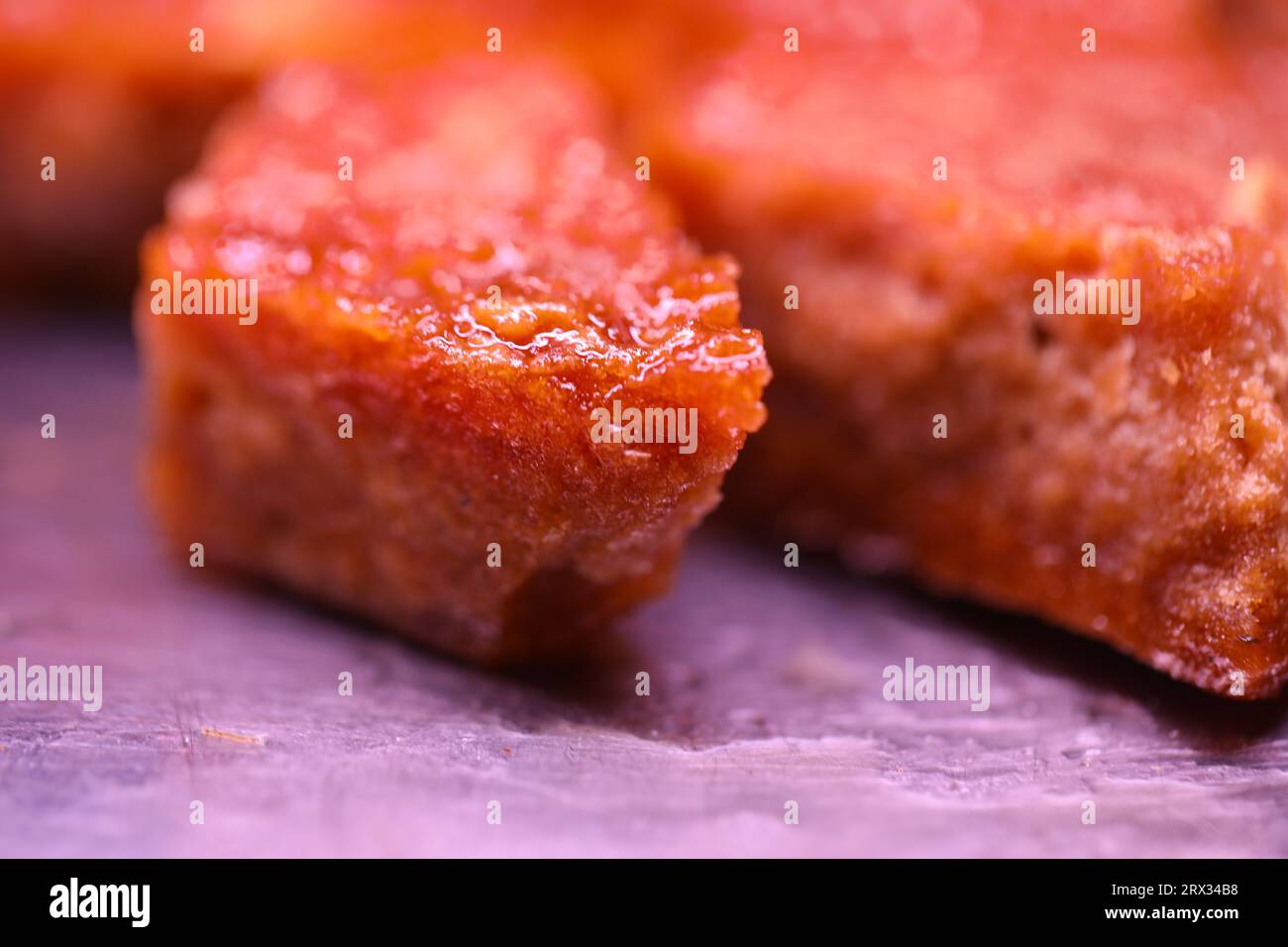 Jaggery Traditional Cane Sugar Cube On Table Stock Photo