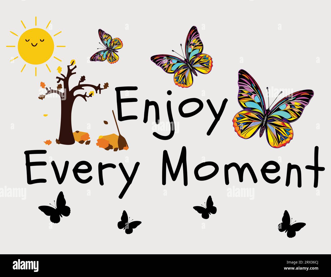 butterflies and flowers Butterfly design for tshirt Enjoy moment