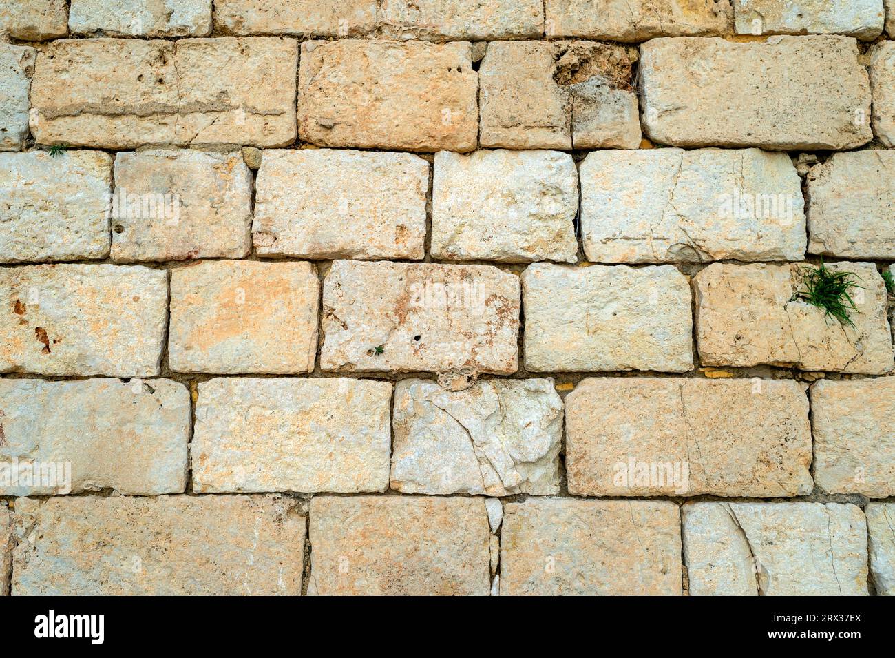 Sandstone block wall, texture background Stock Photo