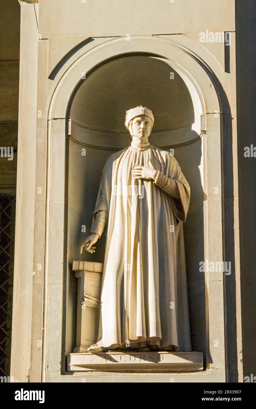 Statue of Accorso, Uffizi, Florence (Firenze), UNESCO World Heritage Site, Tuscany, Italy, Europe Stock Photo