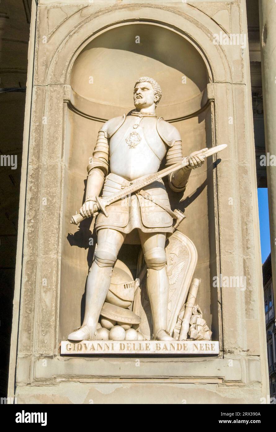 Statue of Giovanni dalle Bande Nere, Uffizi, Florence (Firenze), UNESCO World Heritage Site, Tuscany, Italy, Europe Stock Photo