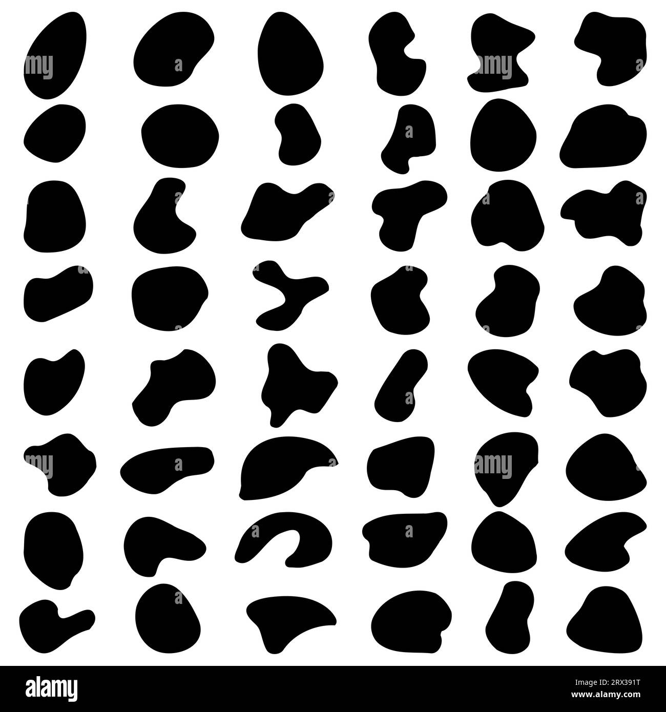 Silhouettes of pebbles, drops and stones. Random Blotch. Drop of Liquid, Fluid. Vector illustration. Stock Vector