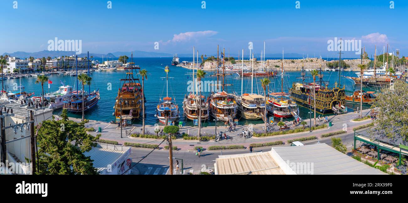 Elevated View Of Ships In Kos Harbour Kos Town Kos Dodecanese Greek Elevated View Of Ships In Kos Harbour Kos Town Kos Dodecanese Greek