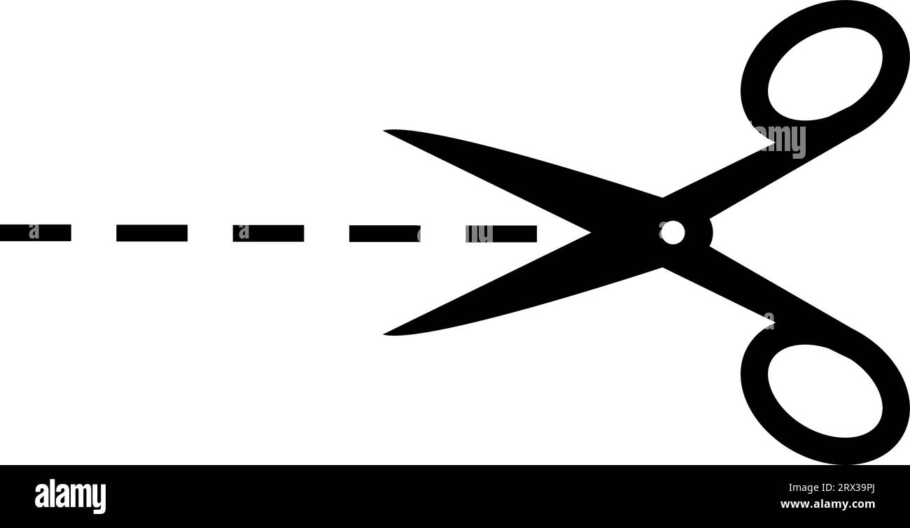 Scissors icon with cut lines cut line icon stock illustration Stock