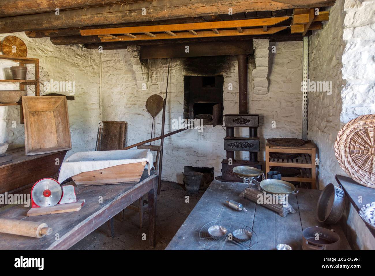 19th century baking room at Domaine du Fourneau Saint-Michel, open-air museum of Walloon rural life at Saint-Hubert, Luxembourg, Ardennes, Belgium Stock Photo