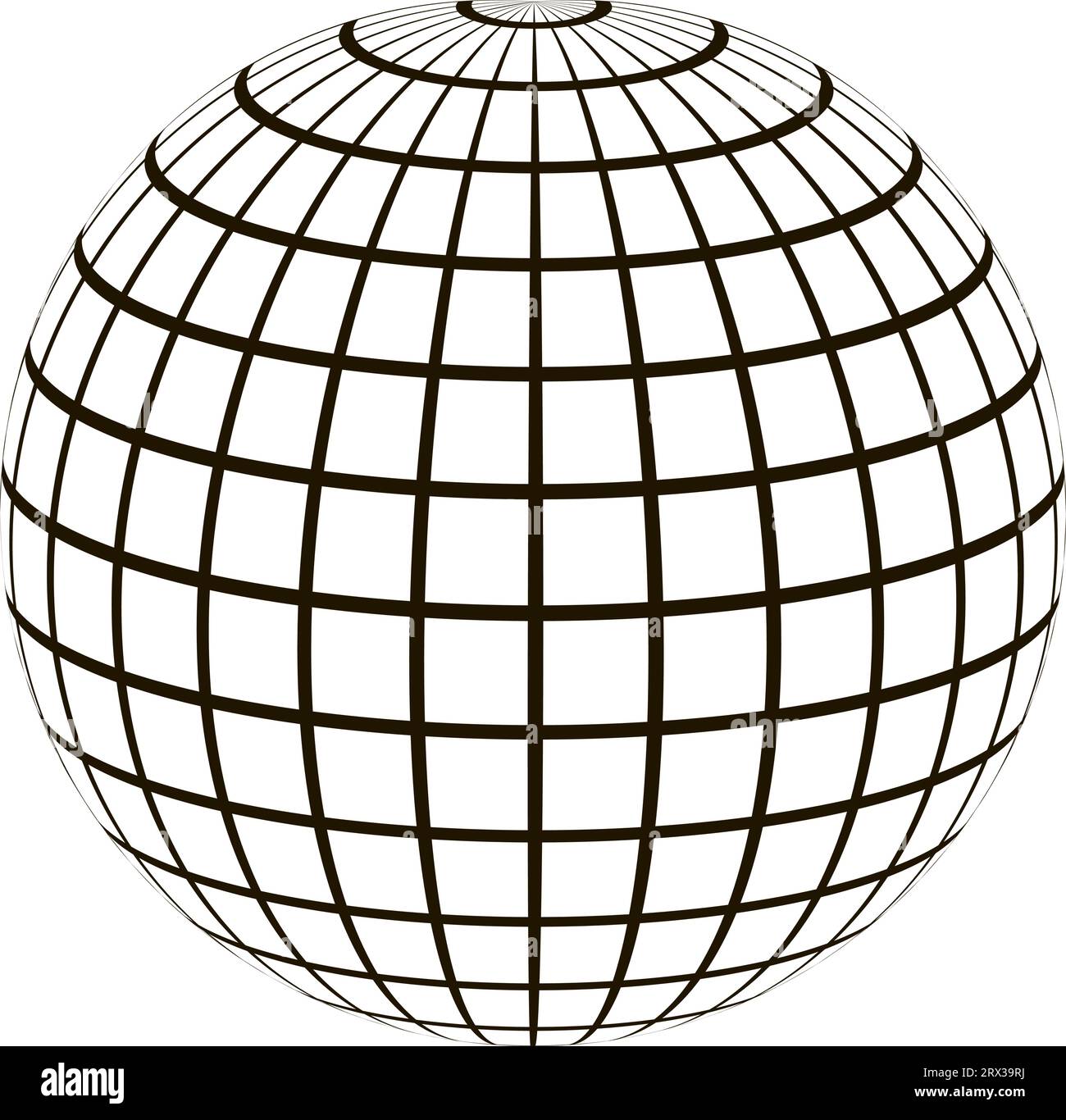 3d globe coordinate grid Meridian parallel, field lines Meridian parallel Stock Vector