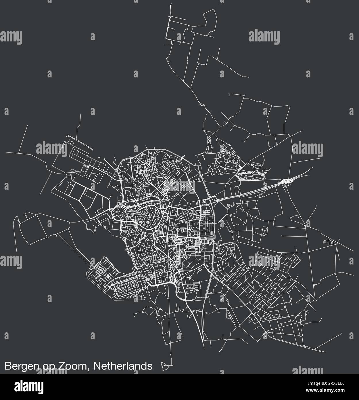 Street Roads Map Of BERGEN OP ZOOM NETHERLANDS Stock Vector Image 
