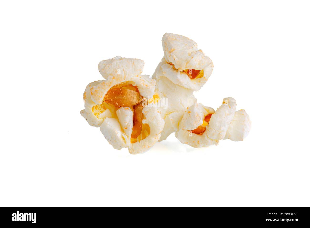 popcorn macro on a white background close-up Stock Photo