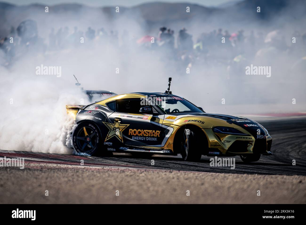Fredric Aasbo races his Toyota GR Supra drift car during round seven of ...