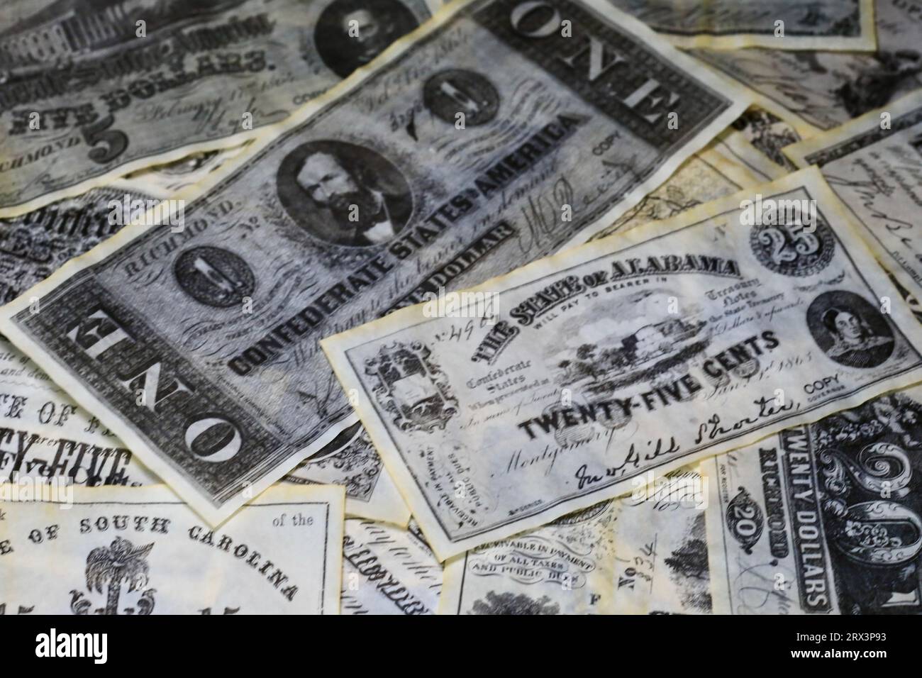 Confederate States Currency Stock Photo