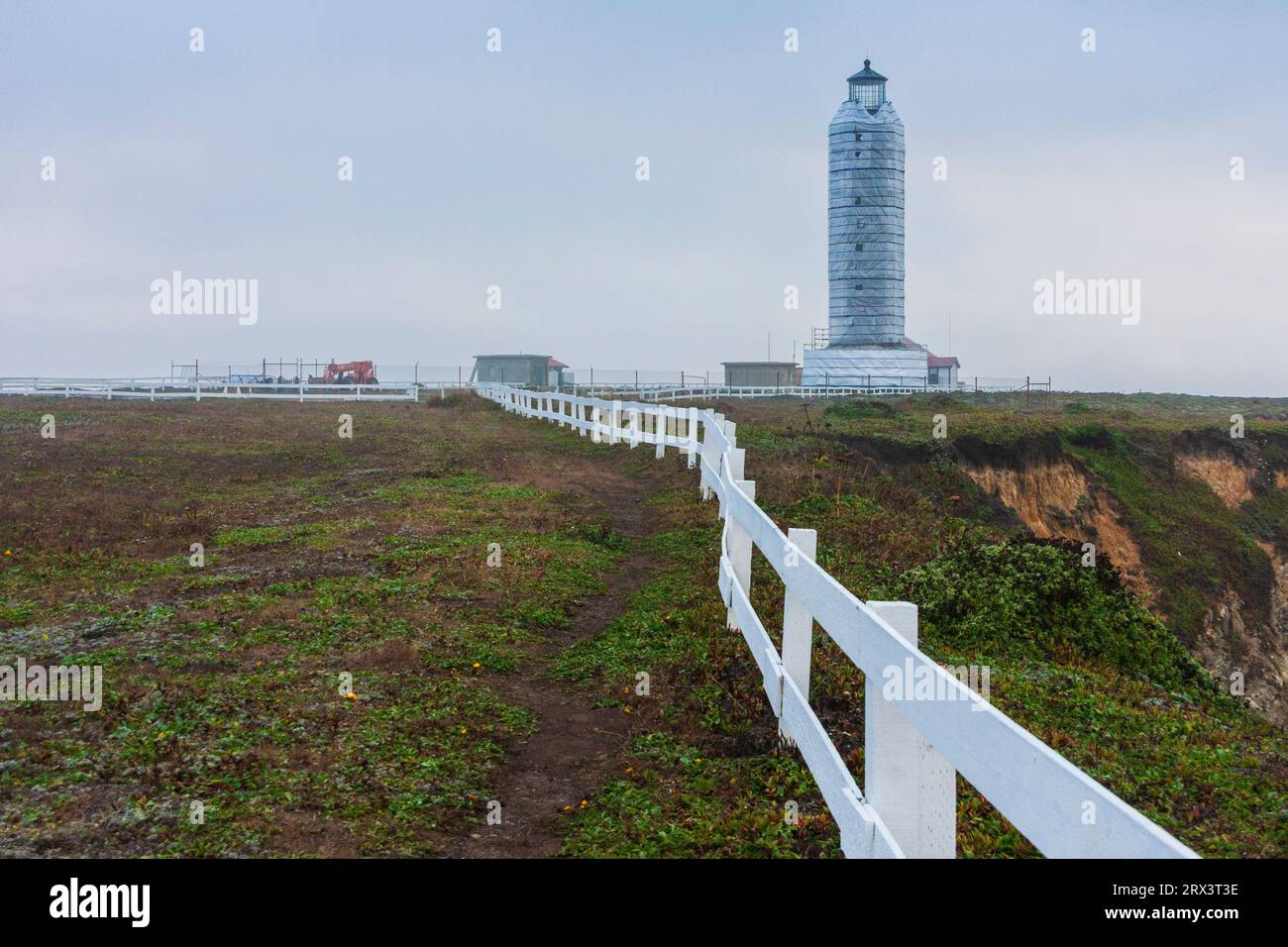 Point Arena Lighthouse on Point Arena peninsula on the Pacific Coast of