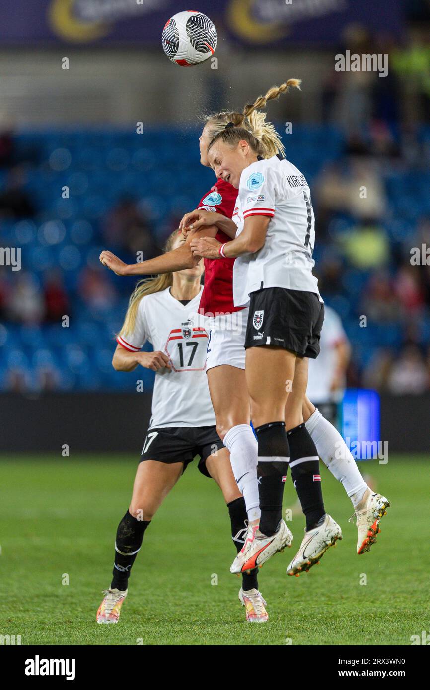 Oslo, Norway 22 September 2023 Virginia Kirchberger of Austria in action during the UEFA Womens Nations League Group A2 match between Norway and Austria held at the Ullevaal Stadion in Oslo, Norway credit: Nigel Waldron/Alamy Live News Stock Photo