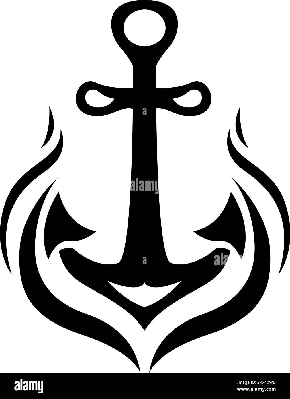 Anchor ship tattoo, illustration, vector on a white background. Stock Vector