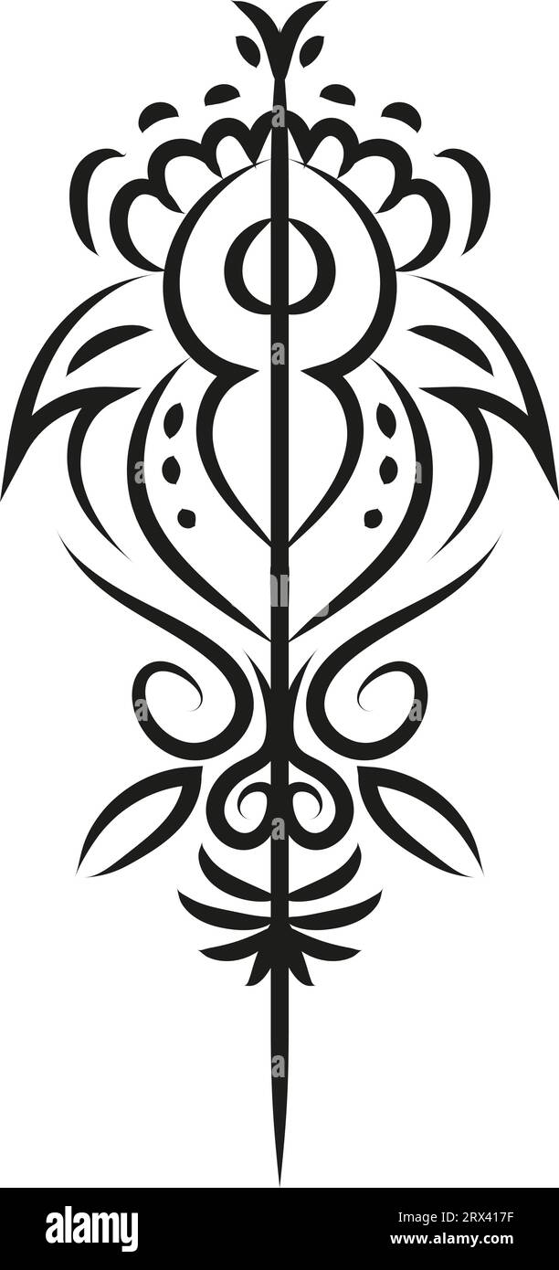 Beautiful ornament tattoo , illustration, vector on a white background. Stock Vector