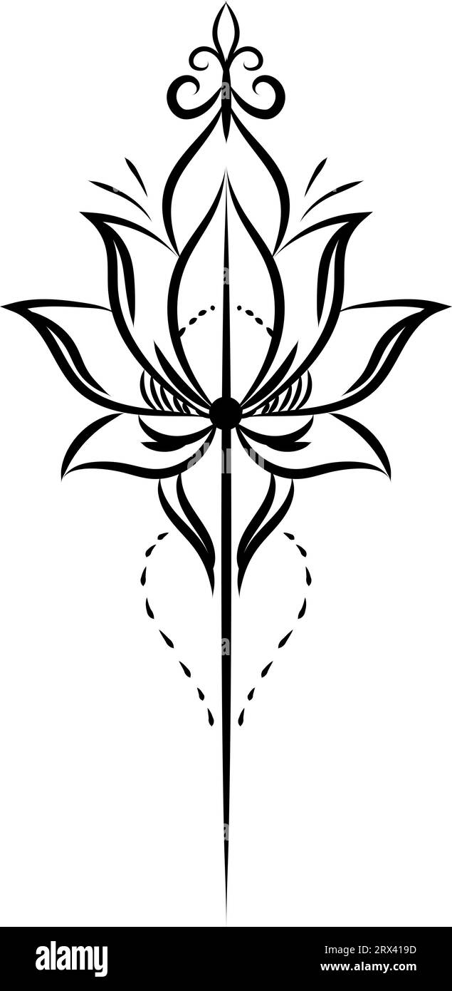 Tribal flower tattoo , illustration, vector on a white background. Stock Vector