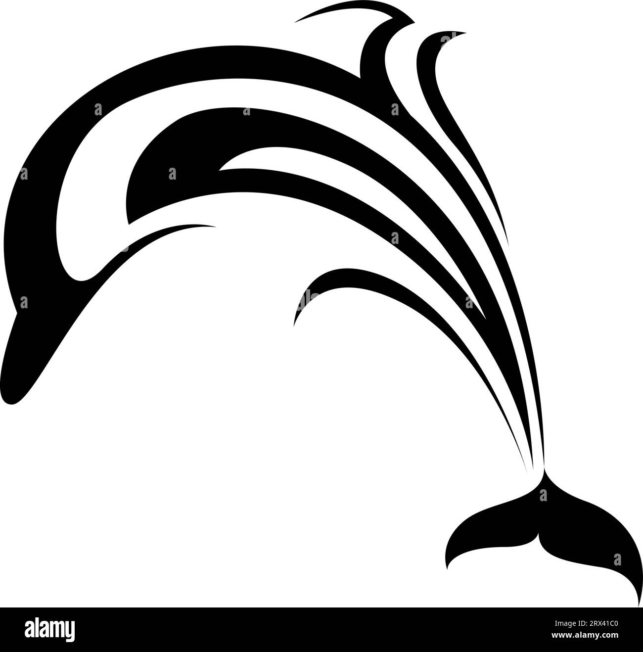 Dolphin tattoo , illustration, vector on a white background. Stock Vector