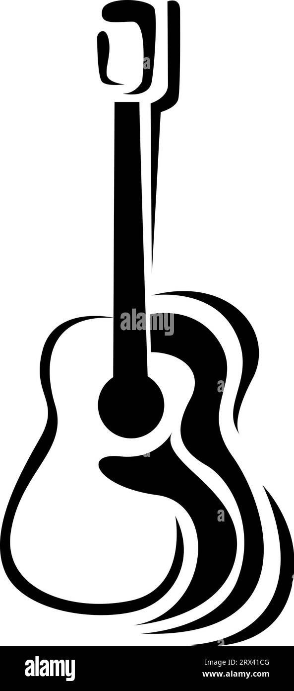 Electric guitar drawn tattoo icon Royalty Free Vector Image