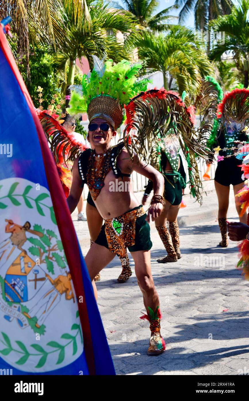 The 2023 San Pedro Town Carnival Parade. Carnival goers dressed in