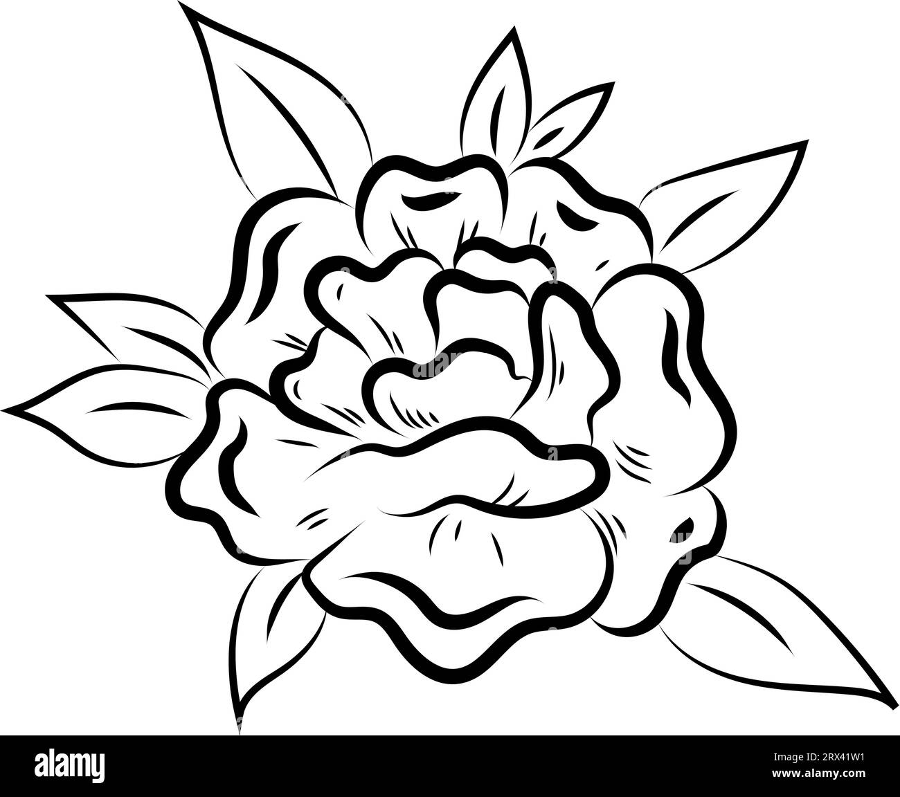 Rose tattoo , illustration, vector on a white background. Stock Vector