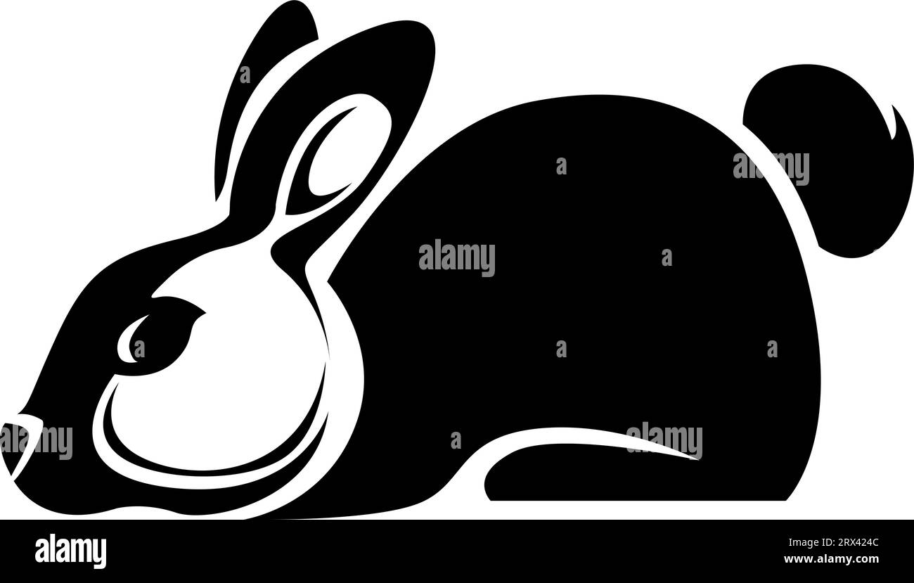 Cute hare tattoo, tattoo illustration, vector on a white background. Stock Vector