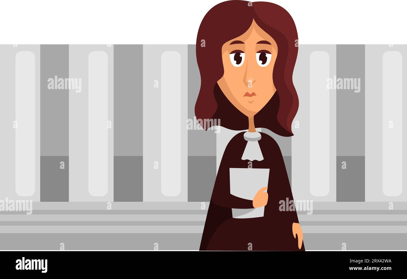 Female lawyer, illustration, vector on a white background. Stock Vector
