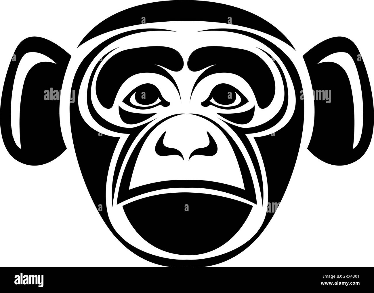Monkey face tattoo, tattoo illustration, vector on a white background