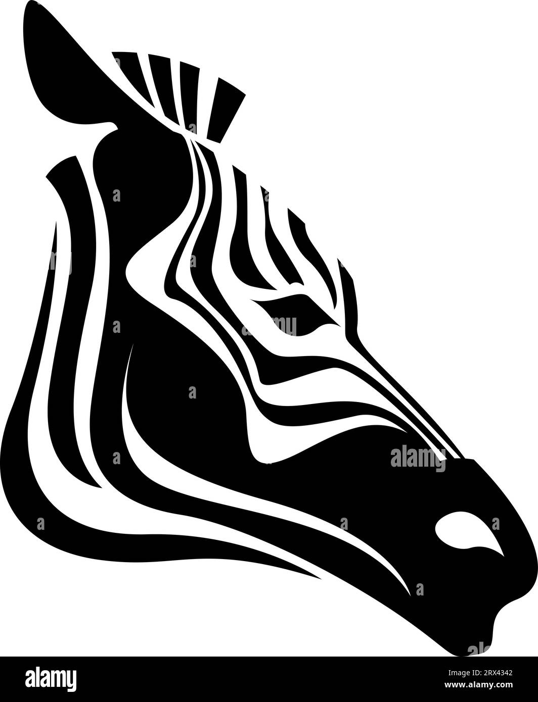 Zebra head tattoo, tattoo illustration, vector on a white background