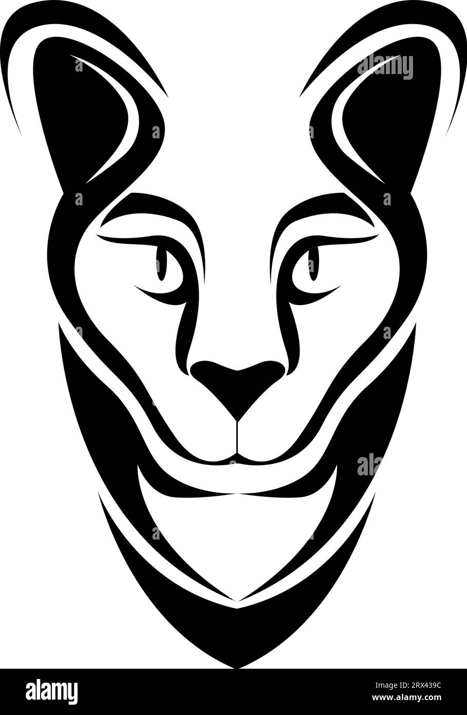 Cat head tattoo, tattoo illustration, vector on a white background ...