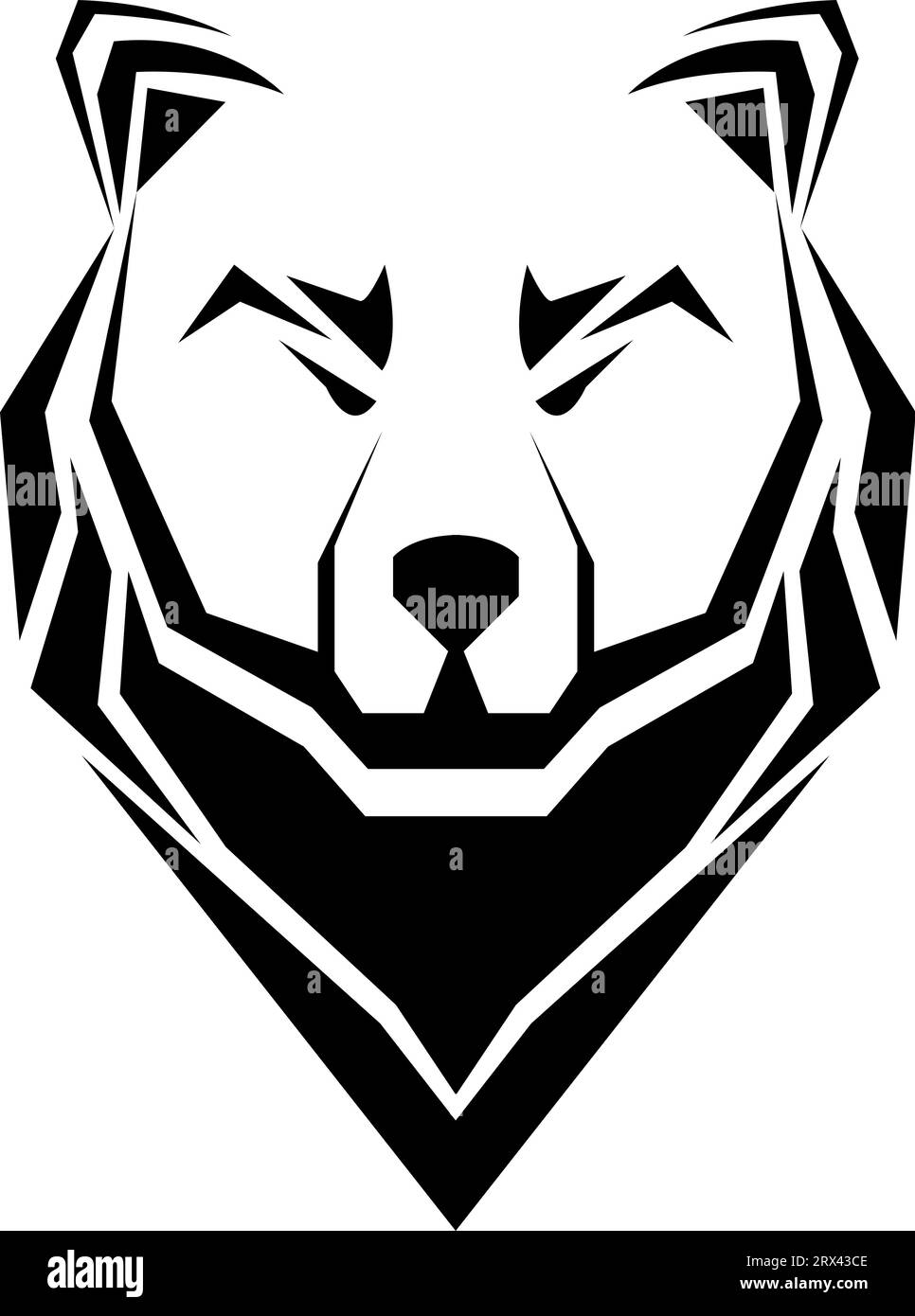 Bear head tattoo, tattoo illustration, vector on a white background. Stock Vector