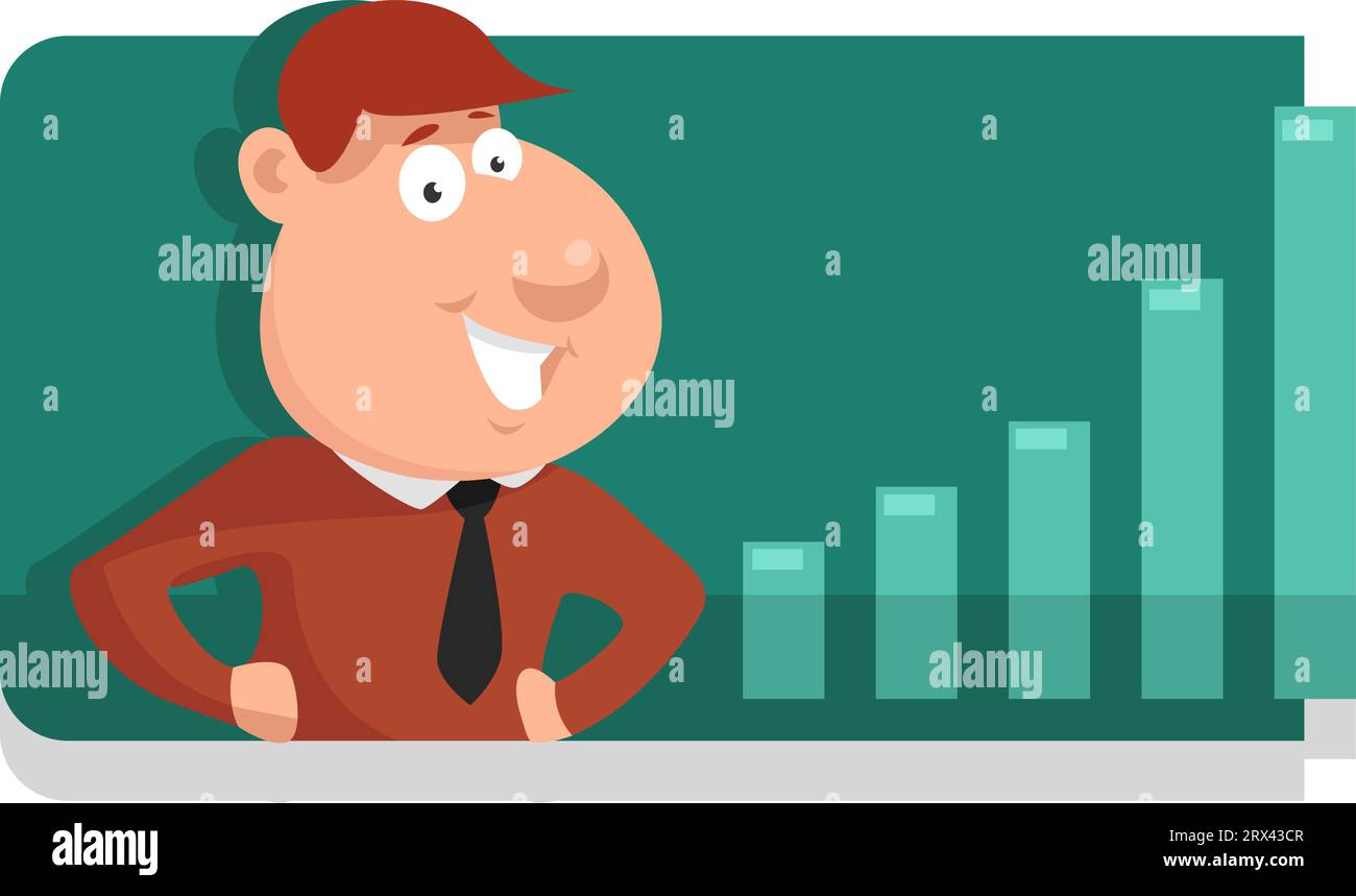 Man with a statistics, illustration, vector on a white background Stock ...