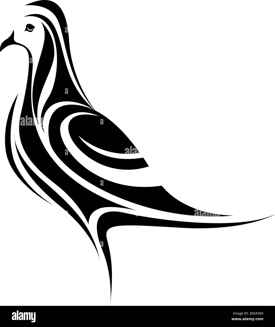 Pigeon bird tattoo, tattoo illustration, vector on a white background. Stock Vector