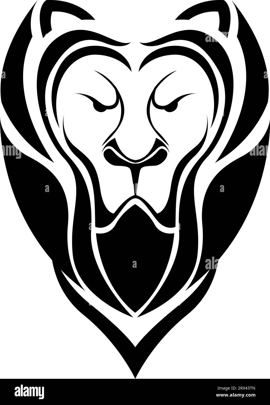 Lion king tattoo, tattoo illustration, vector on a white background. Stock Vector